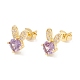 Серьга-гвоздик из латуни с кубическим цирконием EJEW-C021-06G-2