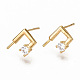 Серьги из латуни с микропейвом и прозрачным фианитом KK-S356-128G-NF-1