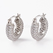 Латунные серьги-кольца из прозрачного кубического циркония EJEW-C502-08P
