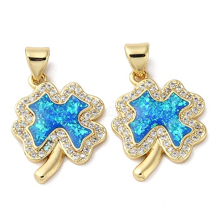 Латунные микро-паве синие подвески с фианитом KK-D057-03G-1