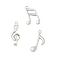 Brass Pendants, Musical Note Charms, Rack Plating, Long-Lasting Plated, Cadmium Free & Lead Free, Platinum, 14.5~17x6~9.5x1.5~2mm, Hole: 1mm