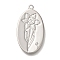 Brass Micro Pave Cubic Zirconia Pendants, Cadmium Free & Nickel Free & Lead Free, Birthday Flower Charms, July Larkspur, 26x14x1mm, Hole: 1.2mm