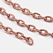 Iron Textured Cable Chains, Unwelded, with Spool, Lead Free & Nickel Free, Oval, Red Copper, 5x3.5x1mm