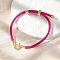 Adjustable Nylon Cord Bracelets, Brass Micro Pave Cubic Zirconia Letter Charms Jewelry for Women Men, Rack Plating, Long-Lasting Plated, Letter U, 1/8 inch(0.3cm), Inner Diameter: 2-5/8 inch(6.6cm)