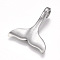 Non-Tarnish 304 Stainless Steel Pendants, Matte, Whale Tail Shape, Stainless Steel Color, 29x25.5x8mm, Hole: 4.5mm