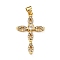 Brass Micro Pave Clear Cubic Zirconia Pendants, Cross, Real 18K Gold Plated, 28x17.5x3.5mm, Hole: 4x3mm