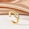 Heart Brass Micro Pave Clear Cubic Zirconia Open Cuff Rings for Women, Cadmium Free & Lead Free, Real 18K Gold Plated, 7.5mm, Inner Diameter: Adjustable