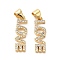 Valentine's Day Rack Plating Brass Micro Pave Clear Cubic Zirconia Pendants, Long-Lasting Plated, Cadmium Free & Lead Free, Word Love, Real 18K Gold Plated, 20x7x2mm, Hole: 3.4x4.4mm
