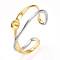 925 Sterling Silver Criss Cross Open Cuff Ring Settings, for Half Drilled Beads, with S925 Stamp, Real 18K Gold Plated, Adjustable, Pin: 0.9mm, Tray: 4.5mm