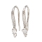 Brass Micro Pave Cubic Zirconia Earring Hooks, with Horizontal Loop, Long-Lasting Plated, Cadmium Free & Lead Free, Platinum, 20x3x8mm, Hole: 1.6mm, Pin: 1mm