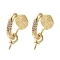 Brass with Cubic Zirconia Ear Cuff Findings, Cadmium Free & Nickel Free & Lead Free, Vortex, Real 14K Gold Plated, 21x17.5x11mm, Pin: 0.5mm