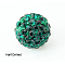 Polymer Clay Rhinestone Beads, Pave Disco Ball Beads, Grade A, Round, Half Drilled, Emerald, 8mm, Hole: 1mm