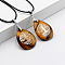 Natural Tiger Eye Pendant Necklaces, Imitation Leather Cord Necklaces for Women, 17.72 inch(45cm)