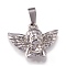 Tarnish Resistant 201 Stainless Steel Pendants, Angel, Stainless Steel Color, 17x22x5mm, Hole: 9x3mm