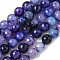 Natural Agate Beads Strands, Dyed & Heated, Faceted, Round, Blue Violet, 10mm, Hole: 0.8mm, about 37pcs/strand, 14.96''(38cm)