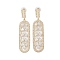 Brass Micro Pave Cubic Zirconia Stud Earrings, Oval, Golden, 76x18.5mm