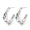 Rack Plating Brass Micro Pave Cubic Zirconia Stud Earrings for Women, Long-Lasting Plated, Lead Free & Cadmium Free, Platinum, 20x6.5mm