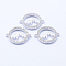 Brass Micro Pave Cubic Zirconia Links, Clear, Lead Free & Nickel Free & Cadmium Free, Hollow Flat Round with Mountain, Platinum, 12x15.5x2mm, Hole: 1mm