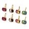 Glass Leverback Earrings, with Brass Findings, Rectangle, Mixed Color, 24.5x15.5mm