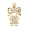 Rack Plating Brass Micro Pave Cubic Zirconia Pendants, Lead Free & Cadmium Free, Long-Lasting Plated, Girl, with Jump Ring, Real 18K Gold Plated, 18.5x11.5x1.5mm