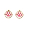 304 Stainless Steel Enamel Charms, PVD Vacuum Plating, Cat Paw Print Charm, Real 18K Gold Plated, Hot Pink, 11x11x1mm, Hole: 1mm