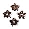 Handmade Porcelain Pendants, Flower, Fancy Antique Glazed Porcelain, Coconut Brown, 46~48x48~49x8.5~9mm, Hole: 5mm