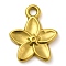 Ion Plating(IP) 304 Stainless Steel Pendants, Flower Charm, Real 18K Gold Plated, 16x13x2.5mm, Hole: 2mm