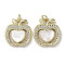 Brass Micro Pave Cubic Zirconia Pendants, Cadmium Free & Lead Free, with Shell, Real 18K Gold Plated, Apple, 19x16.5x3mm, Hole: 3mm
