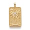 Brass Micro Pave Clear Cubic Zirconia Pendants, Real 18K Gold Plated, Tarot Card Charms, The Sun, The Sun XIX, 30x15x4mm, Hole: 3~4mm