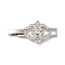 Flower Rack Plating Brass Clear Cubic Zirconia Watch Band Clasps, Cadmium Free & Lead Free, Long-Lasting Plated, Platinum, 31x14x4mm, Hole: 3x3mm