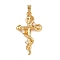 Brass Micro Pave Cubic Zirconia Pendants, Cross & Snake Charms, Nickel Free, Real 18K Gold Plated, 30.5x18x5mm, Hole: 4x2mm