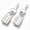 Brass Pendants, with Jump Rings, Lock with Key, Nickel Free, Real Platinum Plated, Lock: 17x9x3mm, Key: 15.5x7x1.5mm, Hole: 3mm