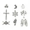 Tibetan Style Collection, Mixed Shapes Beads & Alloy Pendants, Mixed Size, Antique Silver, 2~50mm