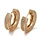 Brass Micro Pave Cubic Zirconia Thick Hoop Earrings, Long-Lasting Plated, Golden, 20.5x22x5mm
