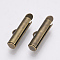 Brass Slide On End Clasp Tubes, Slider End Caps, Cadmium Free & Nickel Free & Lead Free, Antique Bronze, 6x16x4mm, Hole: 1x3mm, Inner Diameter: 3mm