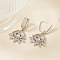 Fashionable Brass Clear Cubic Zirconia Eye Hoop Earrings, Silver, 36x23mm