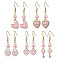 Alloy Enamel Heart Dangle Earrings, 304 Stainless Steel Earring Hooks, Golden, Valentine's Day, Pink, 40~45x7~15mm