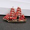 Sailing Boat Enamel Pins, Alloy Brooches for Backpack Clothes, Dark Red, 36.5x53.5mm