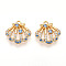 Brass Micro Pave Cubic Zirconia Charms, Shell Shape, Real 18K Gold Plated, 14.5x14.5x4mm, Hole: 1.5mm