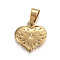 304 Stainless Steel Textured Pendants, Heart with Oval & Star Pattern, Golden, 15x15x3.5mm, Hole: 5x7mm