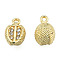 Rack Plating Alloy Charms, with Crystal Rhinestone, Cadmium Free & Nickel Free & Lead Free, Durian, Light Gold, 13x8x6mm, Hole: 1.4mm
