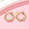 Pentagon Brass Micro Pave Clear Cubic Zirconia Hoop Earrings, Rack Plating, Long-Lasting Plated, Cadmium Free & Lead Free, Real 18K Gold Plated, 13x15x3.5mm