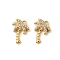 304 Stainless Steel with Crystal Rhinestone Charms, Coconut Tree, Ion Plating(IP), Golden, 14x9.5x3mm, Hole: 1.2mm