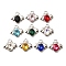 304 Stainless Steel Pendants, with Rhinestone, Stainless Steel Color, Bees, Mixed Color, 17x19x4.5mm, Hole: 3.5x2mm
