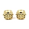Brass Beads, Long-Lasting Plated, Lead Free & Cadmium Free, Column with Flower, Real 18K Gold Plated, 11.5x11.5x7mm, Hole: 2mm