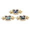 Rack Plating Brass Micro Pave Clear Cubic Zirconia Butterfly Links Connector Charms, with Enamel & Shell, Real 18K Gold Plated, Long-Lasting Plated, Lead Free & Cadmium Free, Indigo, 11x28x4mm, Hole: 1.2mm