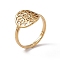 Ion Plating(IP) 201 Stainless Steel Flower Adjustable Ring for Women, Real 18K Gold Plated, US Size 6(16.5mm)