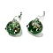 Handmade Lampwork Beads, Pufferfish, Green, 16~17x27~28x19~21mm, Hole: 1.1mm