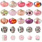 50Pcs Resin European Beads, Large Hole Beads, Rondelle, Mixed Styles, Pink, 8.5~13.5x10~14x6.5~9mm, Hole: 5~6mm