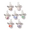 Angel Printed Porcelain Ceramic Pendants, with Alloy Finding and ABS Plastic Imitation Pearl Round Beads, Mixed Color, 28.5x21.5x10.5mm, Hole: 3mm